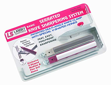 Lansky Basic Serrated Sharpening System with Medium and Fine Serrated Hones