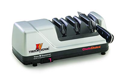 Chef’sChoice 15 Trizor XV EdgeSelect Professional Electric Knife Sharpener for Straight and Serrated Knives Diamond Abrasives Patented Sharpening System Made in USA, 3-Stage, Brushed Metal