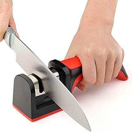 Knife Sharpener - Professional Kitchen Knife Sharpener Extremely Fast Sharpening with 3 Stage Diamond Coated Manuel