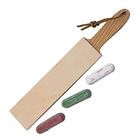 Leather Paddle Strop Double Sided 2 Inch Wide and 3 Compounds