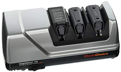 Chef'sChoice 120 Diamond Hone EdgeSelect Professional Knife Sharpener with Precision Angle Control, 3-Stage, Platinum