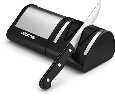 Gourmia Electric Diamond Knife Sharpener – Stainless Steel 2 Stage Sharpener With Coarse & Extra Fine Sharpening