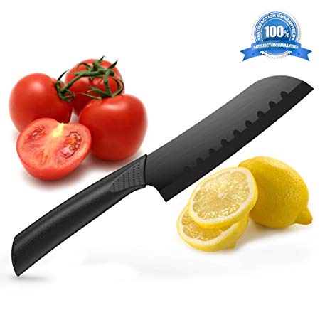 Ceramic Santoku Knife – Best & Sharpest 5-inch Black Professional Kitchen Knife – Latest & Hardest Blade That Doesn’t Need Sharpening for Years! Comes with a FREE Stylish Blade Cover