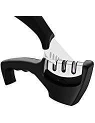 Kitchen Knife Sharpener with 3 Stage Diamond Coated Non Electric, Small Size Manual for Pocket chef Knife Serrated Knife Stainless Steel.